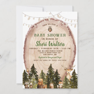 Invitación de Baby Shower Rustic Watercolor Woodla