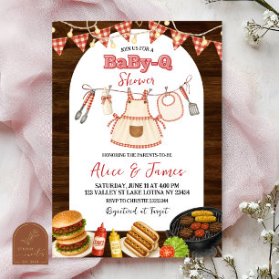 Invitación de baby shower Rustic Wood Girl BabyQ