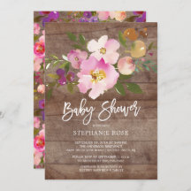 Invitación de Baby Shower Rustic Wood Spring
