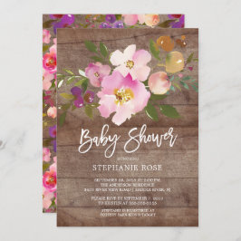 Invitación de Baby Shower Rustic Wood Spring