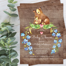 Invitación de Baby Shower Rustic Woodland Bear