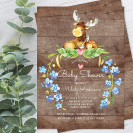 Invitación de Baby Shower Rustic Woodland Moose