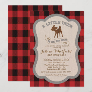 Invitación de baby shower rústica con ciervo