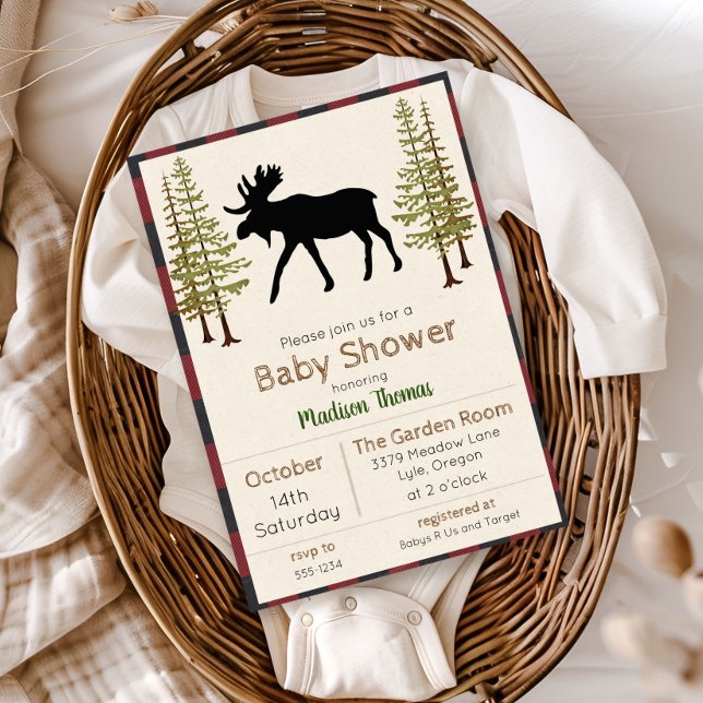 Invitación de baby shower rústica de alce niño (Subido por el creador)