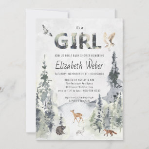 Invitación de baby shower rústica de bosque
