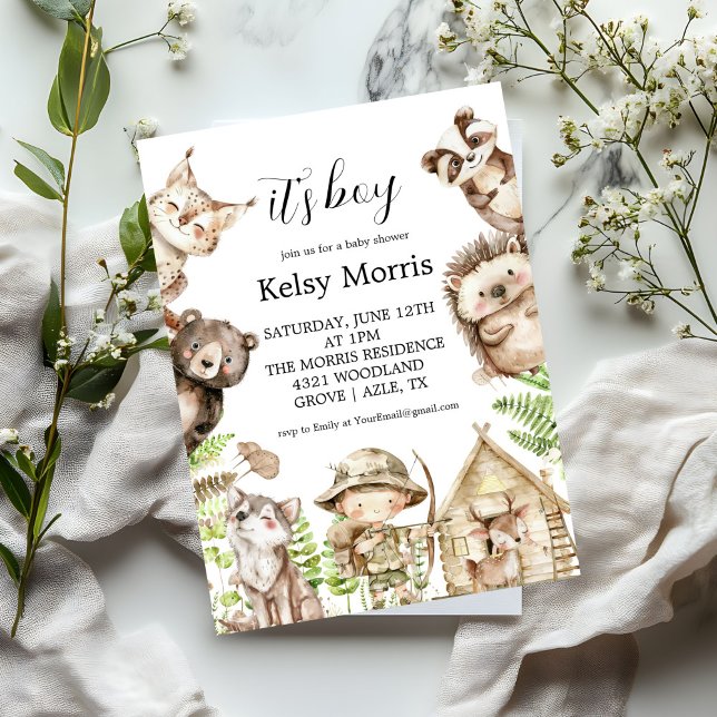 invitación de baby shower rústica de bosque para n (Subido por el creador)