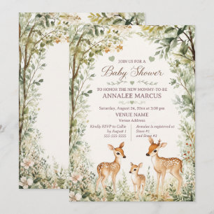 Invitación de Baby Shower Rústica de Ciervo en el