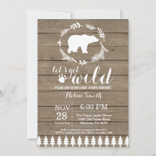 Invitación de Baby Shower Rústica de Oso Polar