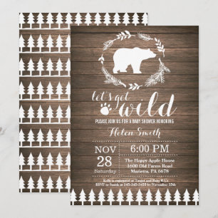 Invitación de Baby Shower Rústica de Oso Polar