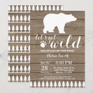 Invitación de Baby Shower Rústica de Oso Polar