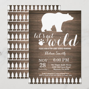 Invitación de Baby Shower Rústica de Oso Polar