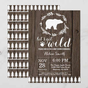 Invitación de Baby Shower Rústica de Oso Polar