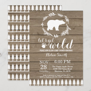 Invitación de Baby Shower Rústica de Oso Polar