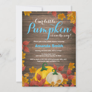 invitación de baby shower rústica de otoño con niñ
