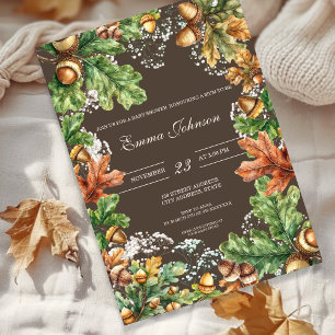 Invitación de baby shower rústica de otoño en el b