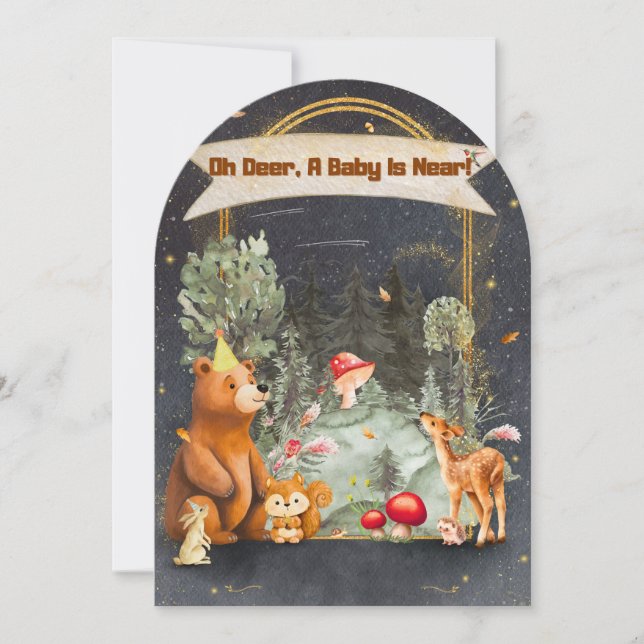 Invitación de Baby Shower Rústica del Bosque (Anverso)