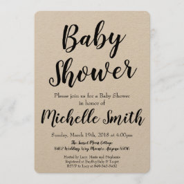 Invitación de Baby Shower Rústica Kraft
