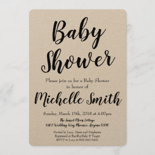 Invitación de Baby Shower Rústica Kraft
