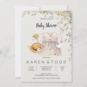 Invitación de Baby Shower Rústica por el vestido p