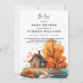 Invitación de Baby Shower Rústico de Otoño para Ni