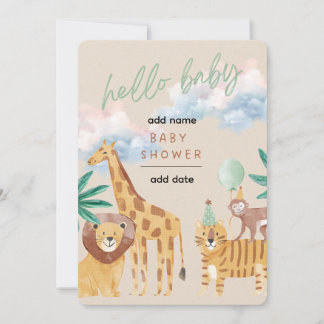 Invitación de Baby Shower Safari Acuarela | Ju Cut