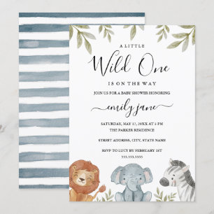 Invitación de Baby Shower Safari Animales Lindos