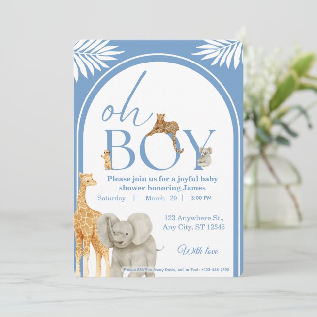 Invitación de Baby Shower Safari de la Jungla (Anverso de pie)