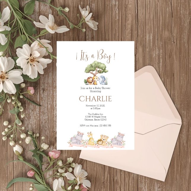 invitación de baby shower safari niño (Subido por el creador)