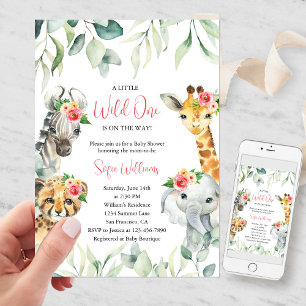 Invitación de Baby Shower Safari Pequeño Salvaje R