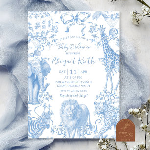 Invitación de Baby Shower Safari Toile Francés Tod