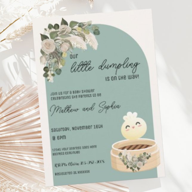 Invitación de Baby Shower Sage Boho Little Dumplin (Subido por el creador)