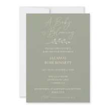 Invitación de Baby Shower Sage Green Baby in Bloom