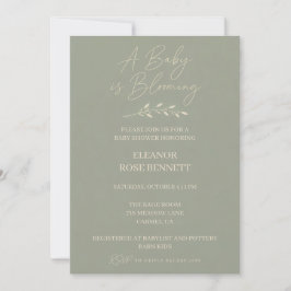 Invitación de Baby Shower Sage Green Baby in Bloom
