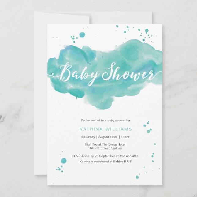 invitación de Baby Shower | Saltos acuáticos de Aq (Anverso)