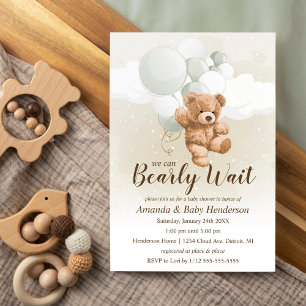 Invitación de Baby Shower (salvia) We can Bearly W