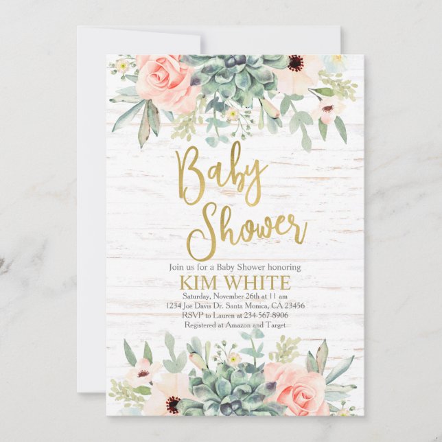 Invitación de Baby Shower satisfactoria (Anverso)