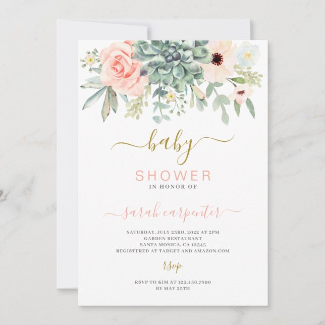 Invitación de Baby Shower satisfactoria (Anverso)