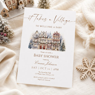 invitación de baby shower "Se necesita un pueblo"