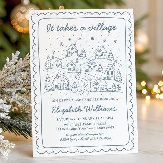 Invitación de Baby Shower 'Se Necesita un Pueblo'