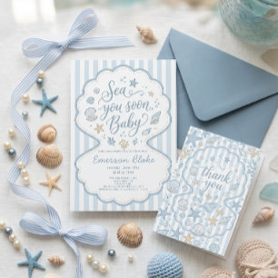Invitación de Baby Shower Sea You Soon   Mares Cos