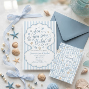 Invitación de Baby Shower Sea You Soon   Mares Cos