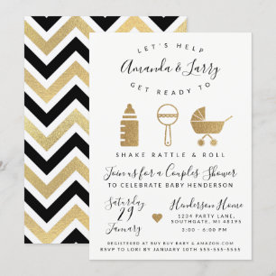 Invitación de Baby Shower Shake Rattle and Roll