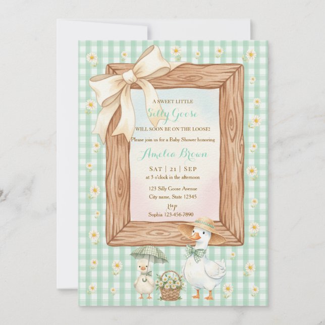 Invitación de Baby Shower Silly Goose (Anverso)