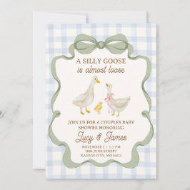 Invitación de baby shower Silly Goose Azul 