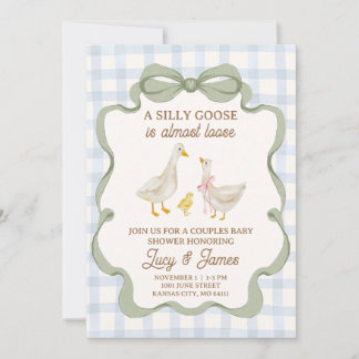 Invitación de baby shower Silly Goose Azul