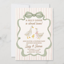 Invitación de Baby Shower Silly Goose con Franja R