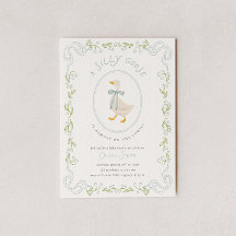 Invitación de Baby Shower Silly Goose Floral Azul