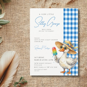 Invitación de Baby Shower Silvestre Ganso Azul a C