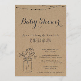 Invitación de Baby Shower sobre el fondo de Kraft