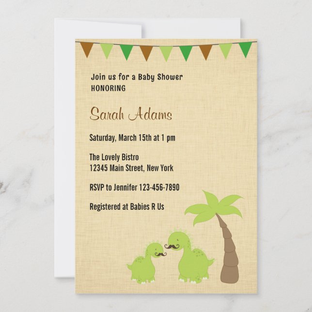 Invitación de Baby Shower sobre el tema de los din (Anverso)